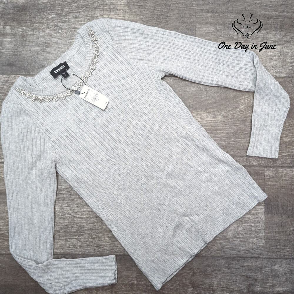 Express Long Sleeve Ribbed Top Size M